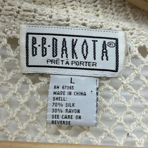 Unique Vintage BB Dakota Boho Bohemian Crochet Knit Long Duster Cardigan Large - Picture 8 of 9